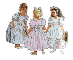 6545 NEW LOOK  GIRLS FANCY FORMAL OR BRIDAL PARTY LONG DRESS PATTERN 2-7